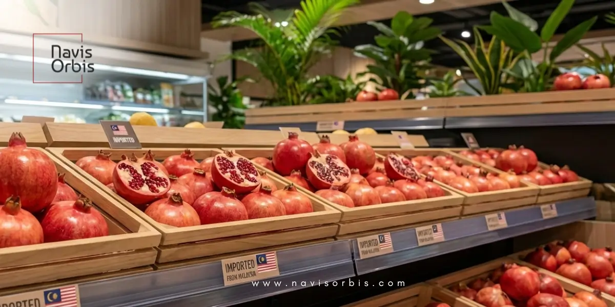 How Imported Pomegranates Are Sold in Malaysian Supermarkets